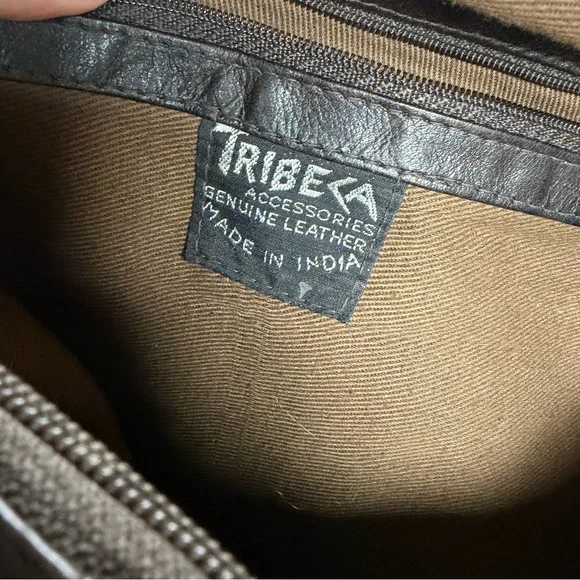 Vintage Tribeca Dark Brown Slouchy Pebbled Leather Sling Bag Large Boho - Picture 9 of 12